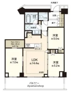 ザ・パークハウス福岡タワーズWEST【3階】の間取り