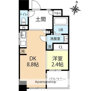 デュオフラッツ西新WEST【8階】の間取り