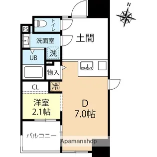 デュオフラッツ西新WEST【7階】の間取り