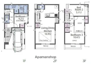 福岡県福岡市中央区平尾3丁目【一戸建】の間取り
