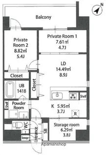 Modern palazzo住吉【12階】の間取り