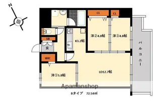 フォンターナガーデン博多駅前【5階】の間取り