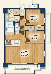 オープンレジデンシア渡辺通南【6階】の間取り