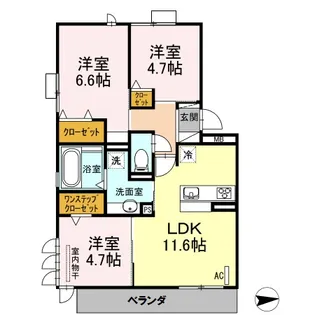 DーROOM鳥飼【3階】の間取り
