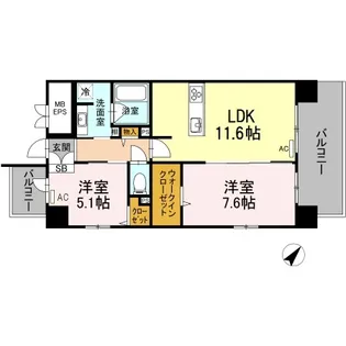 プランドール赤坂【6階】の間取り