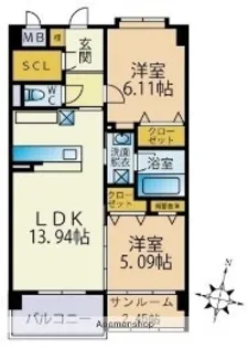 サフランサンク【1階】の間取り