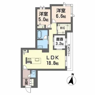 シャーメゾン アンビエラ トウジン【2階】の間取り
