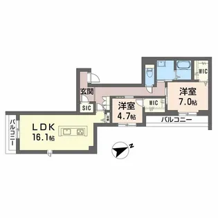 シャーメゾン六本松南【3階】の間取り