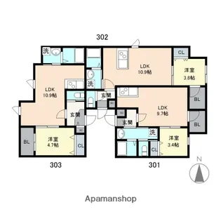 エクシア野芥駅【3階】の間取り