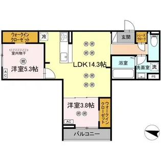 プランドゥブレ西新【2階】の間取り