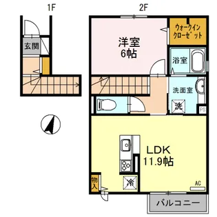 DーROOM彩都 一号館【2階】の間取り