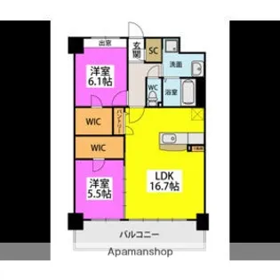 ビオネ美野島【2階】の間取り