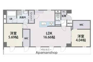 ジラフ福岡西【4階】の間取り