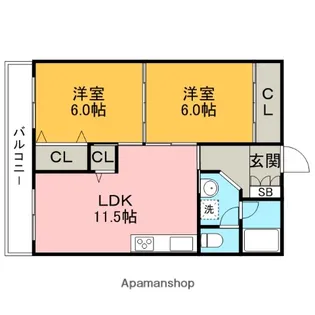 福岡県福岡市南区長丘2丁目【マンション】の間取り