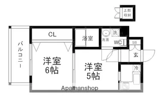 エステートモア・警固本通り【13階】の間取り