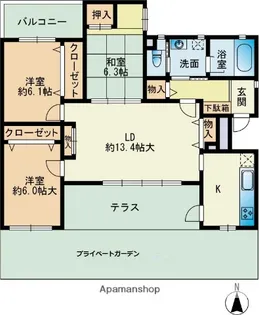 カルシア小戸ナチュア【1階】の間取り