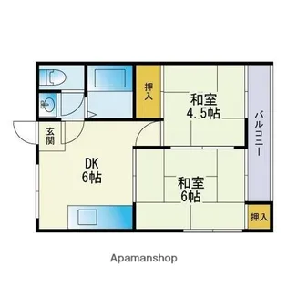 コーポフジⅡ【2階】の間取り