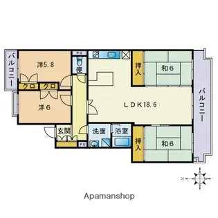 シャトレ鳥飼【4階】の間取り