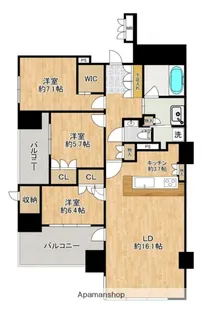 グランドメゾン百道浜オーシャン&フォレスト【14階】の間取り