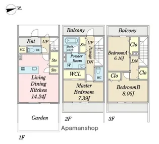 レジデンシャルジェム姪浜駅【1階】の間取り