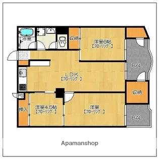 福岡リバーキャッスル【6階】の間取り