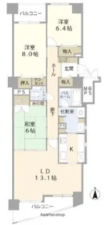 シーサイドももちクリスタージュ壱番館【4階】の間取り