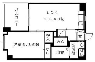 パティオ薬院Ⅱ【4階】の間取り