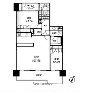 クレアコースト3番館【6階】の間取り