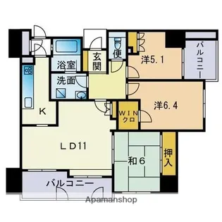グランドメゾン西新【3階】の間取り