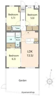 プレジデント白水Ⅴ【1階】の間取り
