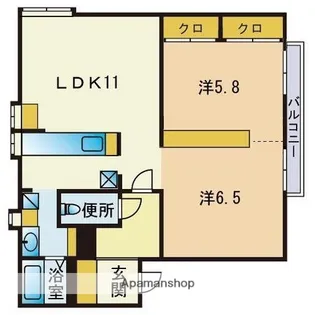 シティハウス平尾【2階】の間取り