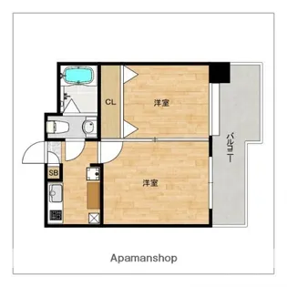エステートモア薬院シャンブル【3階】の間取り