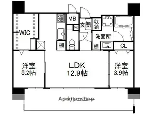ファーニッシュド・アパートメント渡辺通23【11階】の間取り