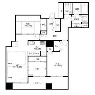 百道タワー【22階】の間取り
