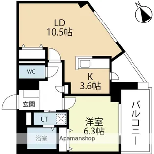 ラクレイス西新レジデンシャルタワー【14階】の間取り