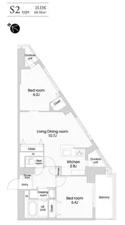 ラクレイス西新レジデンシャルタワー【29階】の間取り