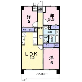 シャンポール新室見【3階】の間取り