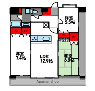 アンピール六本松【11階】の間取り