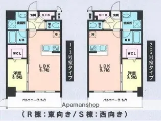 ルッシェ天神東S棟【5階】の間取り