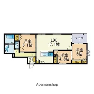 FORTIS西公園【1階】の間取り