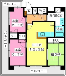 ウイング福重【5階】の間取り