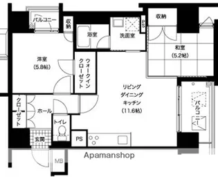 レジディア西新【9階】の間取り