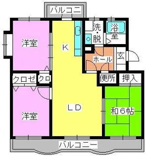 グランシェル城南【3階】の間取り