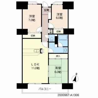 プライムメゾン百道浜【13階】の間取り
