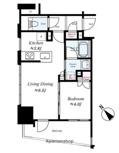 レーベン福岡天神ONE TOWER【4階】の間取り