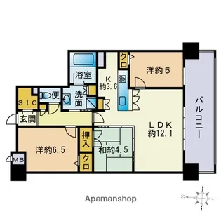 エイリックスタイル藤崎南コートプレイス【9階】の間取り