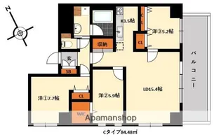 フォンターナガーデン博多駅前【5階】の間取り
