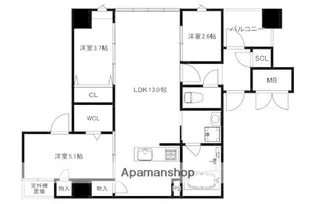 MODERN PALAZZO薬院2丁目【2階】の間取り