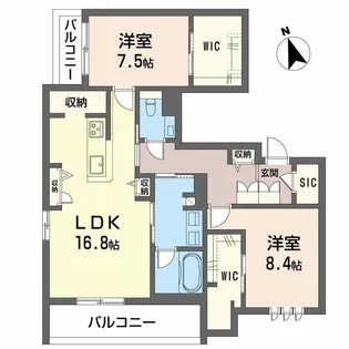 プレミアス城西【2階】の間取り