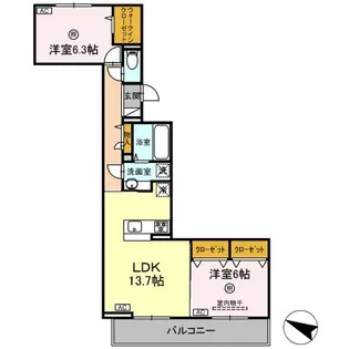 D-ROOM KAWAZOE【3階】の間取り